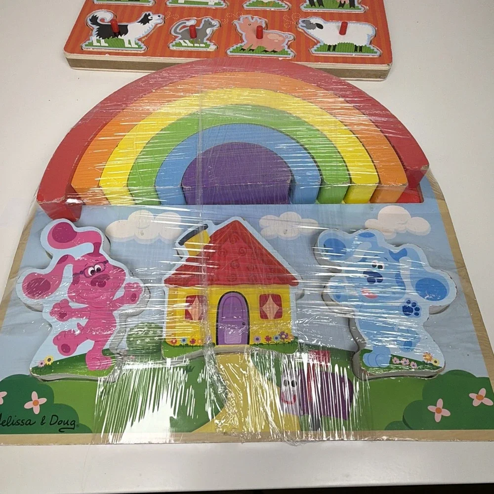 Set Of 2 Melissa and Doug Blues Clues And You! Sound Farm Wooden‎ Rainbow Puzzle